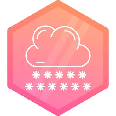 Beyaz zemin üzerinde kar ve kar ikonu olan çizgi bulutu izole edildi. Kar taneli bulut. Tek hava ikonu. Kar tabelası. Renkli taslak konsepti. vektör