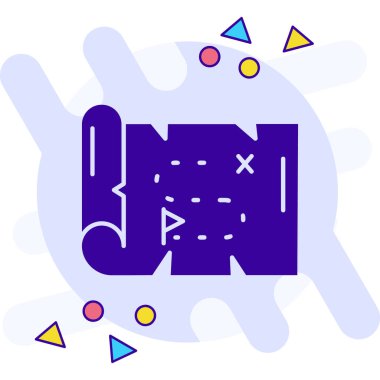 Siyah çizgi futbol sahası ve beyaz zemin üzerinde top ikonu var. Futbol takımının sembolü. Takım oyunu. Rastgele dinamik şekiller. vektör.