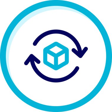 Mavi arkaplanda izole edilmiş ana hatlı kutu simgesi. Kutu, paket işareti. Teslimat ve ambalaj. vektör