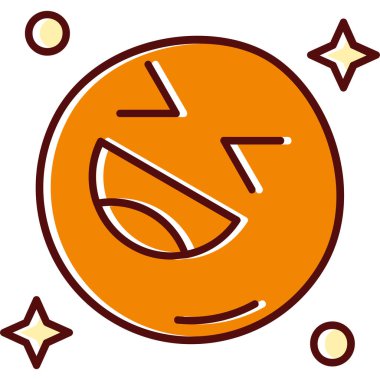 Bir topun çizgi film ikonu ve ayın yıldızının vektör çizimi