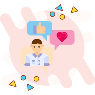 Konuşma balonu vektör çizimi olan adamla müşteri memnuniyeti kavramı