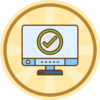 Bilgisayar monitörü. Web simgesi vektör illüstrasyonu