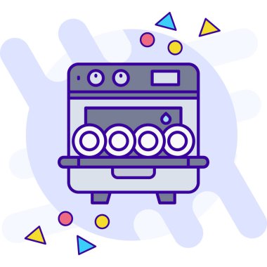 çamaşır makinesi simgesi, vektör illüstrasyonu