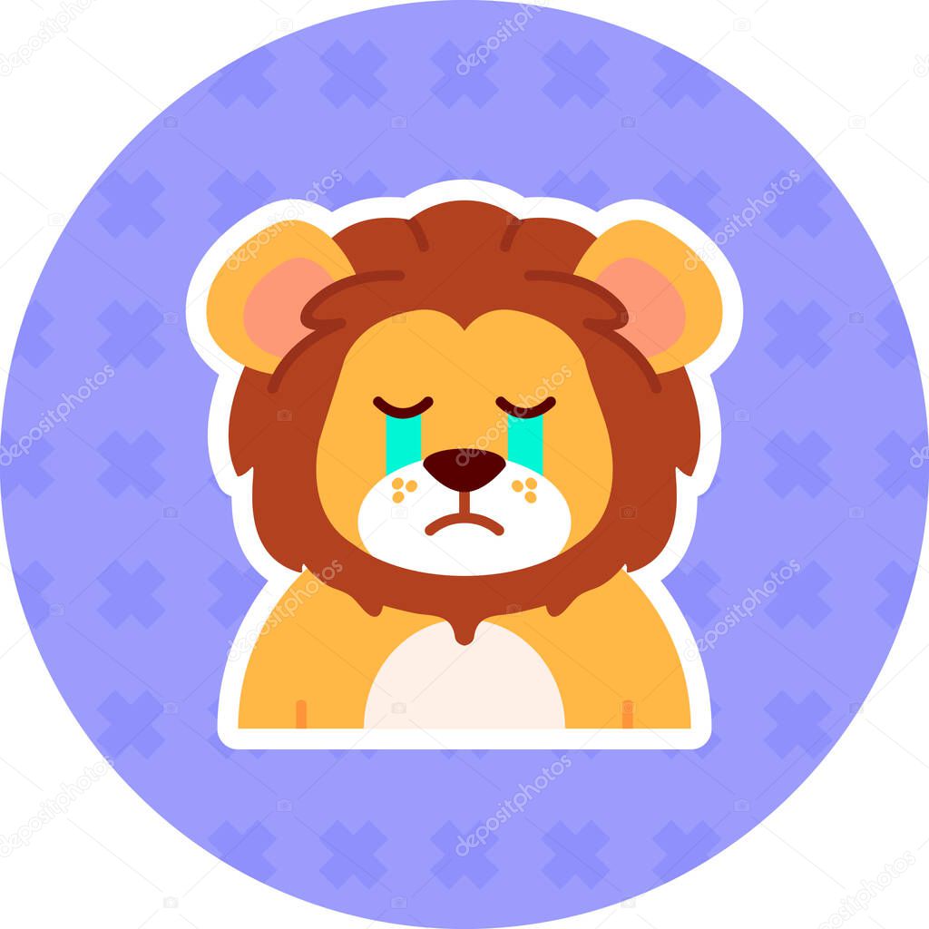 Sad lion. web icon simple illustration