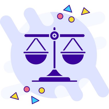 Adalet hukuku ikonu. özet hukuk yasası vektör rengi düz izole