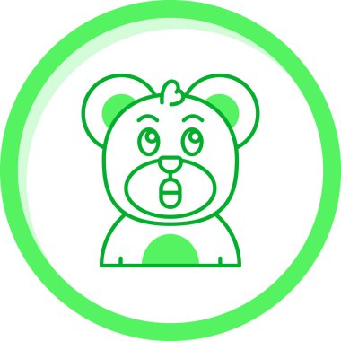 Beyaz arka planda izole edilmiş dairesel çizgi ikonu olan yeşil ayı kafası. kafa simgesi. vektör illüstrasyonu