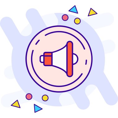 Çizgi roman tarzında hoparlör simgesi beyaz vektör çiziminde izole edildi