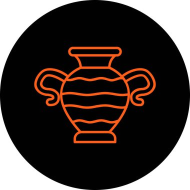 Vazo Neon siyah çizgisi, basit vektör illüstrasyonu