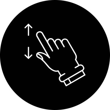 Siyah daire simgesini tutan bir elin vektör çizimi