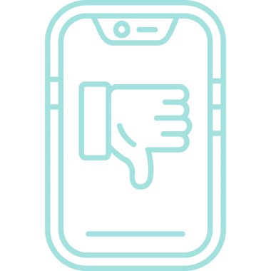 el ele tutuşan akıllı telefon başparmak aşağı hareket çizgisi biçimi simgesi