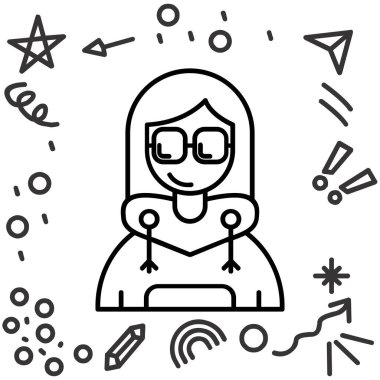 Vektör olarak kız simgesi. Logotype - Doodle