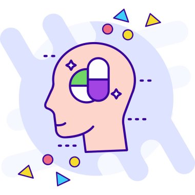 Fikir simgesine sahip insan beyni, renkli tasarım