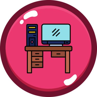 Bilgisayar monitörü simgesi. Web için basit bilgisayar vektör simgeleri çizimi