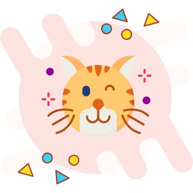 Yüzü olan bir kedi. vektör düz simgesi.