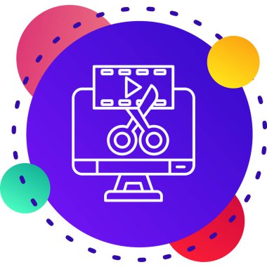 Beyaz arkaplanda izole edilmiş renkli çizgi video oyun konsolu simgesi. Kademeli rastgele dinamik şekiller. Vektör İllüstrasyonu.