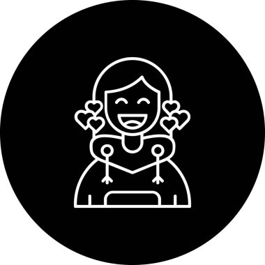 Oyuncak ikonuyla daire içinde bir kız, vektör illüstrasyonu