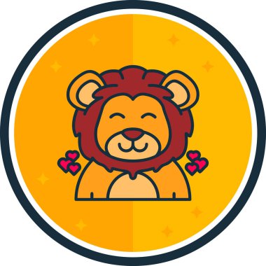 Aslan başlı şirin hayvan, karikatür vektör çizimi grafik tasarımı ile