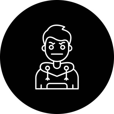 Siyah bir dairede daire simgesi olan bir adamın vektör çizimi