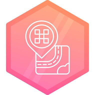 Beyaz arkaplanda konum simgesi izole edilmiş renk çizgisi haritası. Harita işaretçisi işareti. Gradyan daire dinamik düğmesi. vektör illüstrasyonu