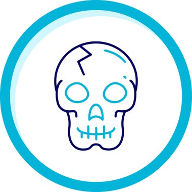 Ölü kafatası ikonu. İnce çizgi çizimi. mavi izole biçim tasarımı