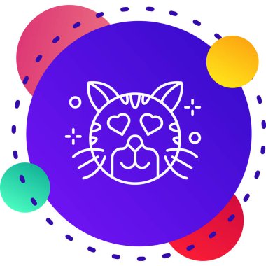 Mavi çizgi kedi simgesi beyaz arkaplanda izole edildi. Cadılar bayramı partin kutlu olsun. Soyut çember rastgele noktalar. vektör.