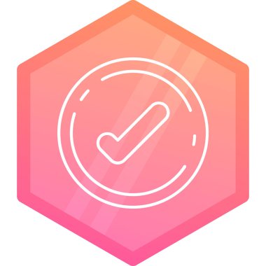 Renk çizgisi altıgen şerifi ikonu izole beyaz arka planda. Şerif rozeti ikonu. Gradyan dairesel rastgele şekiller. vektör.