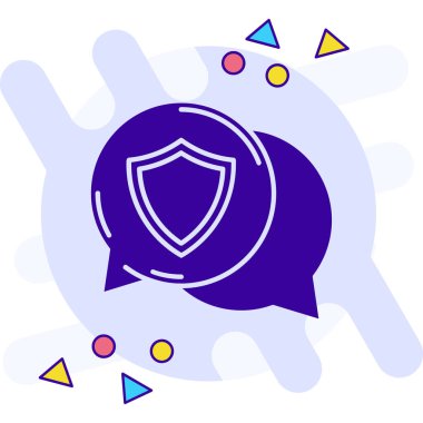 Beyaz arkaplanda izole edilmiş kalkan simgesi olan renk balonu. Sigorta konsepti. Güvenlik, güvenlik, koruma, konsept koruma. soyut rastgele dinamik şekiller.