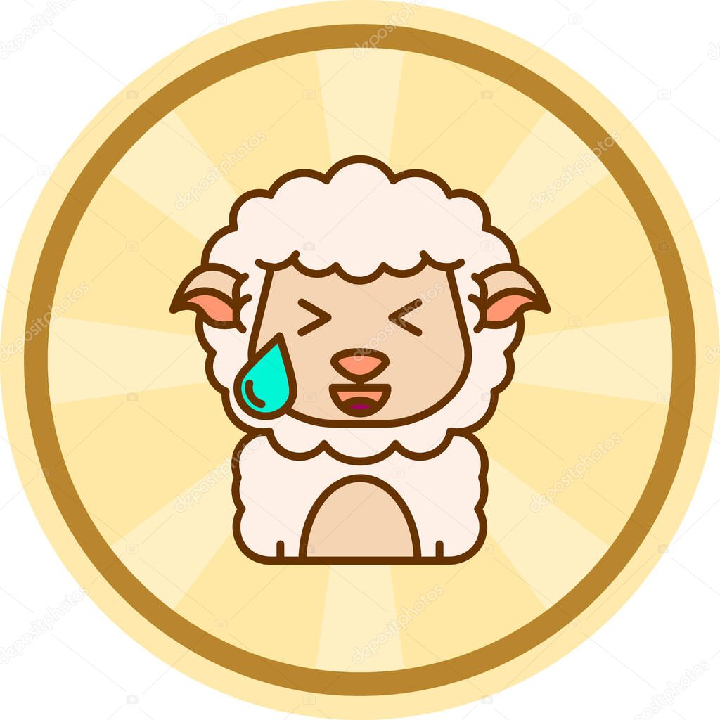 Crying sheep color illustration in badge