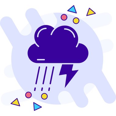 Beyaz arka planda mavi yıldırım simgesi izole edildi. Şimşek işareti. Fırtına ikonu. Şimşek işareti. Fırtına ikonu. Şimşek sembolü Rastgele dinamik şekiller. vektör