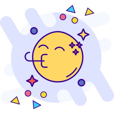 Ay ve yıldız vektör ikonu ile mutlu güneş. Web ve baskı için yaz, hava ve turizm kavramı