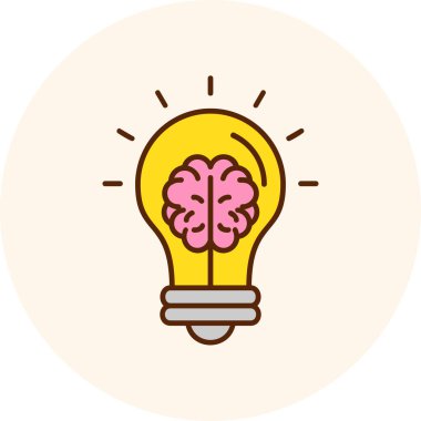 beyin vektörü renk çizgisi simgesi