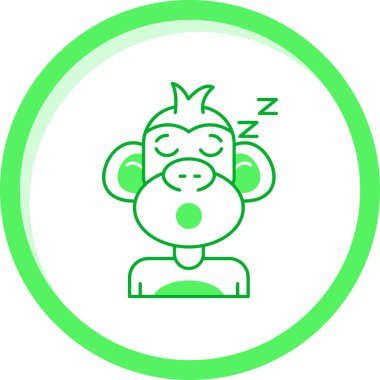 Vektör çizimi, tatlı çizgi film karakteri gülümseyen uyuyan maymun.