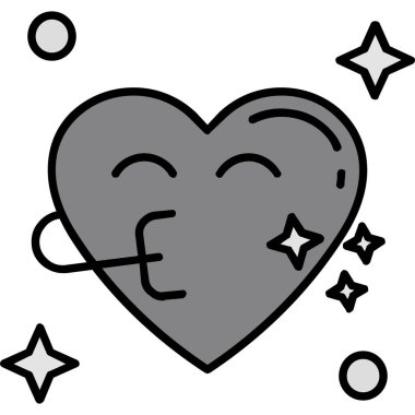 Yıldız ikonlu kalp. Basit tasarım