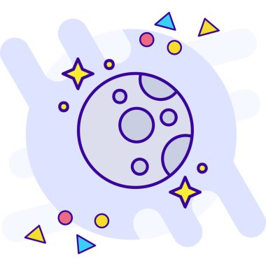 Gezegen simgesi tasarımı, renkli vektör illüstrasyonu