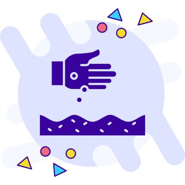 beyaz arkaplanda izole edilmiş köpük ikon sabunlu renk eli. sabun köpüğü ellerinde. El yıkama konsepti. gradyan rastgele dinamik şekiller