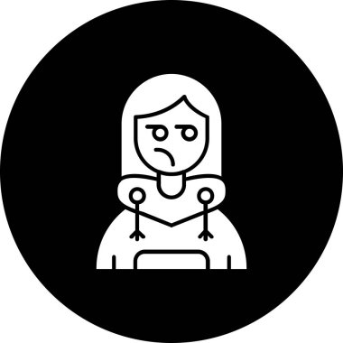 Moda tarzında izole edilmiş üzgün kadın simgesi