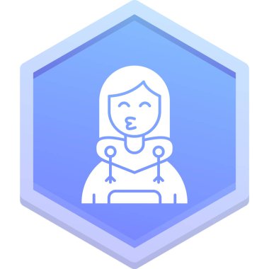 Uzun saç stili vektör çizimi olan kadın avatarı