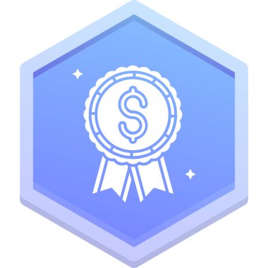 Beyaz arka planda izole edilmiş dolar ödül ikonu. para sembolü