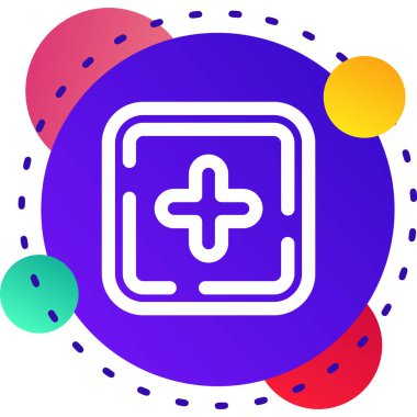 Beyaz arkaplanda izole edilmiş renkli sağlık sembolü. İlk yardım. Çapraz. Rastgele daire şekilleri. vektör.