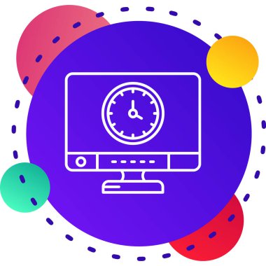 Akıllı saat simgesine sahip çizgi bilgisayar monitörü beyaz arkaplanda izole edildi. İçinde bir şeyler olan internet şeyleri. Renkli taslak konsepti. vektör illüstrasyonu