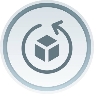 simge, karton kutu sembolü, daire, mavi renk ve beyaz arkaplan.