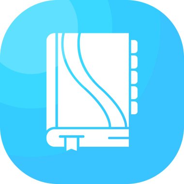 Beyaz çizgi kitap simgesi uzun gölge arkaplanı ile izole edildi. Mavi altıgen düğmesi. vektör illüstrasyonu