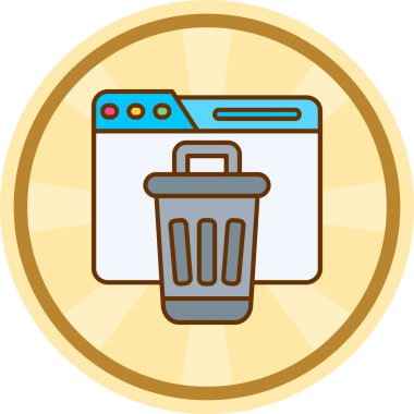 Çöp kutusu vektör simgesi, çizgi film vektör illüstrasyonu