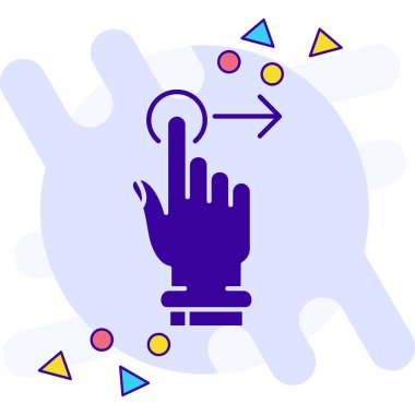 Beyaz arka planda izole edilmiş sihirli bir değnek ikonu olan renkli el. Sihirli tabelayı tutan. Sihirli Cadılar Bayramı. Gradyan dinamik şekiller. vektör illüstrasyonu