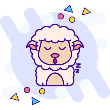 Gökkuşağı ve yıldızlı şirin koyunlar. vektör illüstrasyonu