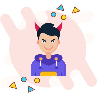 Kafasında şeytanla cadılar bayramı çocuğu.