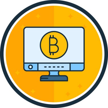 Sanal para bilgisayar bitcoin simgesi ana hat biçiminde