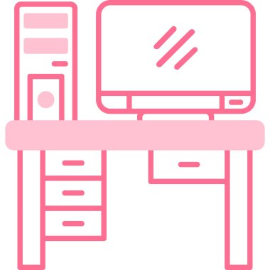 Bilgisayar masası. Web simgesi basit illüstrasyon