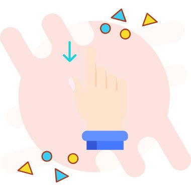 Düz bir parmak simgesiyle parmak gösteren bir el. vektör illüstrasyonu