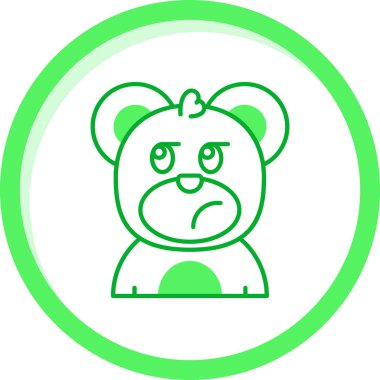 Beyaz arka planda izole edilmiş kızgın ifade ikonu olan yeşil çizgi domuz yüzü. Yüz ifadesi. Baş yüz. vektör.